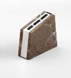 Grunwerg 3-Slot Knife Block | Brown Marble